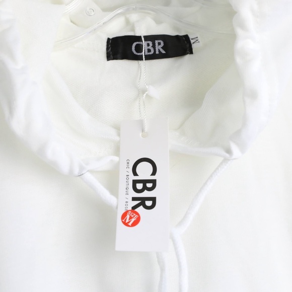 NWT White Two Piece Coord Set Long Sleeve cropped hoodie joggers sweat pants M - Picture 3 of 11